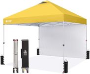 CROWN SHADES 10x10 Pop Up Canopy with 1 Side Wall - Beach Tent with One Push Setup - Outdoor Sun Shade for Events, Parties, Camping - Gazebo with STO-N-Go Cover Bag (Yellow)