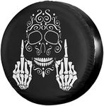 Delerain Skull Middle Finger Spare Tire Covers WaterProof Dust-proof Spare Wheel Cover Universal Fit for Trailer, RV, SUV, Truck and Many Vehicle (17 Inch for Diameter 31"-33")