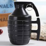 BonZeal 3D Ceramic Black Grenade Mug Tea Coffee Cup 280 ml Gift for Birthday, Retirement Gift for Dad, Anniversary Gift for Father, Gift for Friends, Gift for Military Personnel