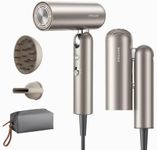 DREAME Pocket Pro Hair Dryer, Dual Voltage Travel Blow Dryer with Diffuser, 1300W Professional HighSpeed Ionic Hair Blower, Fast Drying, Low Noise, Lightweight, No Heat Damage, Global Travel 120V/240V