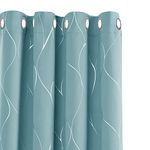 Deconovo Curtains, Blackout Eyelet Curtains, Home Decoration Thermal Insulated Wave Line Foil Printed Ring Top Curtains for Kids Bedroom, 52 x 63 Inch(Width x Length), Sky Blue, one pair