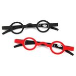 Agstum Cute Readers Small Round Vintage Reading Glasses with Spring Hinge (2 Pack/Black+Red, 1.5, x)