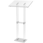 KSacry Acrylic Podium Stand, Clear Lecterns & Pulpits for Classroom, Weddings, Churches, Speech, with Storage Shelf, Metal Base