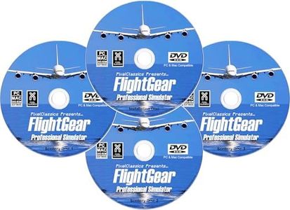 FlightGear Flight Simulator 2025 X Premium DELUXE Edition Flight Sim 4 Disc DVD CD Set Compatible with Microsoft Windows 11 10 PC & Mac OS | 600+ Aircraft & FULL Worldwide Scenery!