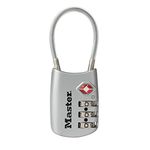 Master Lock Padlock, Set Your Own Combination TSA Accepted Cable Luggage Lock, 1-3/16 in. Wide, Silver, 4688DSLV