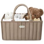 Blissful Diary Baby Diaper Caddy Basket, Stylish Baby Diaper Caddy Organizer, Storage Basket for Diapers - Baby Gift Registry for Newborn Baby Shower List and Baby Must Haves Essentials - Mocha Brown