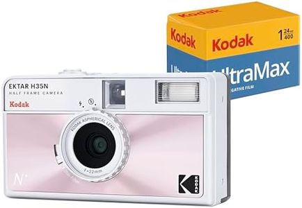 KODAK EKTAR H35N Half Frame Film Camera Bundle with Kodak Ultramax 400/24EXP 35mm Roll Film (Glazed Pink, Bundle)