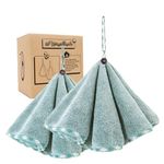 myHomeBody Hand Towels for Bathroom, Kitchen Hand Towels with Hanging Loop | Soft, Absorbent Charcoal Fiber Round Hand Towels with Coconut Shell Button for Hanging | Set of 2 Pine Green Towels