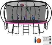 SKYUP 2024 Upgraded 8 10 12 14 15 16FT 1500lbs Tranpoline for Kids and Adults, Recreational Tranpoline with Basketball Hoop, ASTM Approved Tranpoline for 7-10 Kids with Net, Ladder, Wind Stakes, Mat