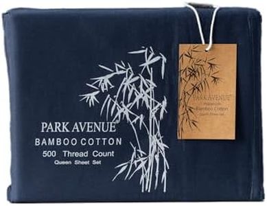 Park Avenue 500 Thread Count Natural Bamboo Cotton Bed Sheet Set, Queen, Indigo