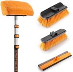 30-Foot Exterior House Cleaning Brush Set with 7-24 ft Extension Pole // Vinyl Siding Brushes with Telescopic Extendable Pole & Window Cleaning Squeegee Tool // The Ultimate Extension Scrub Brush Set