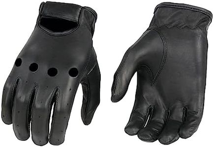 Milwaukee Leather SH247 Men's Black Unlined Leather Classic Style Driving Gloves (Black, Large)