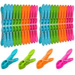 48 Pcs Clothes Pegs, VEGCOO Plastic Clothes Clips Clothes Pins Durable and Windproof Laundry Pegs, Strong Clothes Pegs for Washing Line Laundry Bathroom Kitchen (4 Dark Colours, 48)