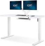 kowo Glass Electric Standing Desk with Drawers & USB C Hub 140 X 60cm, Height Adjustable Desk, Sit Stand Stand Up Computer Desk For Home Office