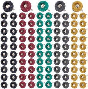 100 PCS Abrasive Buffing Wheels,1 inch Polishing Wheel Set for Proxxon Dremel Rotary Tool Accessory-1/8 Shank