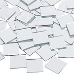 SSyang Square Mosaic Mirrors, Pack of 200 Mirror Tiles, Square, 10 x 10 mm, for DIY Projects, Wall, Crafts & Decoration, Mosaic Mirror Decoration, Living Room & Bathroom (Silver)