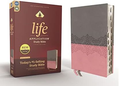 NIV, Life Application Study Bible, Third Edition, Leathersoft, Gray/Pink, Red Letter, Thumb Indexed