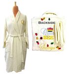 TurtleLittle, Cotton, Personalized Queen Bee Bathrobe for Adults/Women with Name and Initials, 350 GSM (Set of 1, Ivory White)