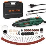 DEPSTECH Rotary Tool Kit, 180W Wood Carving Tools with Keyless Chuck and Flex Shaft, 6 Variable Speed 10000-40000RPM, 128pcs Accessories Multiuse Set for Engraving/Handmade/Crafting Projects/DIY