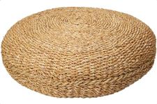 idooka Braided Jute Pouffe Foot Stool (Flat Round) - Lightweight, Supportive Foot Rest for Sofas and Ottomans (W58xH20cm) - Artisanal Bedroom and Living Room Accessories, Nursery Furniture