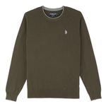 U.S. Polo Solid Jersey Crew Neck Sweater Pullover for Men, Fatigue, XXL