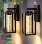 VIANIS 2-Pack Outdoor Wall Lights, Dusk to Dawn LED Outside Lighting Fixtures for House, Oil Rubbed Bronze Modern Exterior Sconce Light Wall Mount Lanterns, Crystal Bubble Glass Garage Lights Lamps