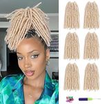 WIGNEE Crochet Hair 120 Strands Faux Locs 8 Inches Soft Locs Pre-Twisted Locs 6 Packs Pre-Looped Crochet Hair for Black Women(8 Inch,613)