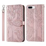 Aimigel iPhone 7 Plus,iPhone 8 Plus Wallet Case with Card Holder/Slot,PU Leather Flip Folio Shell [Magnetic Closure][Wrist Strap][Kickstand] Shockproof Cover Fit iPhone 7 Plus / 8 Plus,Rose Gold