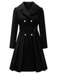 HEEKPEK Women's Wool Blend Trench Coat Notch Lapel Double Breasted Warm Pea Coat Thick A Line Belt Slim Jacket with Pockets