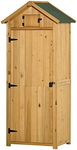 Outsunny Armoire de Jardin extérieur abri de Jardin en Bois abri pour Outils 3 étagères 2 Portes loquets Toit Pente bitumé Rangement et Stockage extérieurs pour terrasse 77 x 54 x 179 cm Jaune