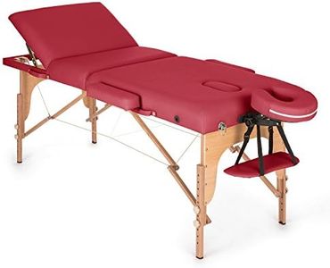 KLAR FIT Klarfit MT 500 Lettino da Massaggio Portatile - Lettino Estetista 210cm, Peso Massimo 200 kg, Due Poggiatesta, Schienale 10 Regolazioni, Apertura Viso, Ripiegabile, con Borsone, Rosso