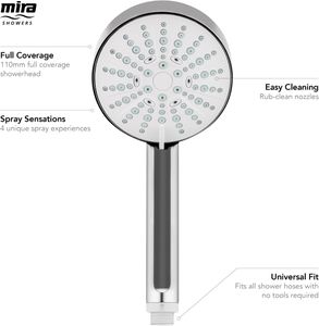 Mira Beat 4-Spray Shower Head – Chrome Adjustable