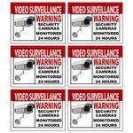 Home Security Sign and Business Camera & Video Surveillance Sticker for Indoor Outdoor Use Long Lasting Weatherproof Window & Door Warning Alert 24 Hour Surveillance Decal 4x3 in - 6 Pack