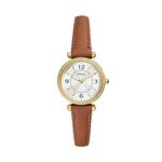 Fossil Women's Carlie Mini Quartz Stainless Steel and Leather Three-Hand Watch, Color: Gold, Brown (Model: ES5297)