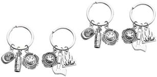 Wallet Key Holder 4 Pcs Metal Keychains Father Fireman Department Keychain Couples Fireman Fire Extinguisher Key Holder Fire Hat Charm Mini Keychain Alternative Dad Helmet