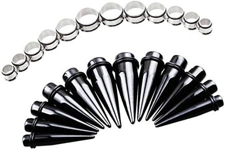 TOPBRIGHT 24PCS UV Acrylic Tapers and Surgical Steel Plugs Ear Gauges Kit Eyelets Stretching Set 00G-20mm
