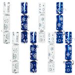 JOYN 8 Pack Christmas Party Table Favor with Blue & White Snowflake Design, with Party Hat, Joke & Little Gift Inside, for Xmas Gift, Christmas Seasonal Holiday Dinner Traditions