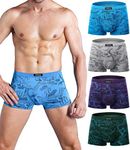 wirarpa Men's Underwear 4 Pack Stretch Modal Microfiber Trunks Soft Waistband Short Leg, Large 1401-4p-print Design