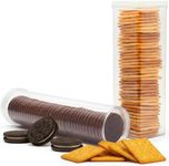 Stay Fresh Cracker Container Set of 2 – Kitchen Discovery – Round and Square Sizes for No-Crush Saltine, Cracker, and Cookie Storage – Retains Just-Opened Crispness and Flavor