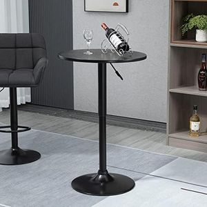 IHOMDEC Round Pub Bar Table High Top Table Cocktail Table MDF Top with Black Leg Base, Adjustable High 85-110cm, Black