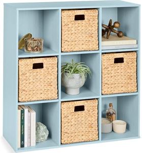 Best Choice Products 9-Cube Storage Organizer, 13.5in Shelf Opening, Bookcase, Display Shelf, Customizable w/ 3 Removable Back Panels – Light Blue