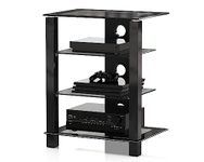 FITUEYES 4 Tiers Glass TV Stand HIFI Rack Stand Cabinet with Cable Management