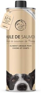 Annimally Huile de Saumon pour Chiens 1 Litre Riche en acides Gras Omega 3 & 6 (Plus de 32%) - Huile de Poisson Barf pour Chien, Chat et Cheval, adaptée I Produit Naturel Pur pressé à Froid