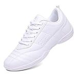 DADAWEN Women's Girls' Athletic Cheerleading Dance Shoes Fashion Sneakers Size 6 B(M) US White