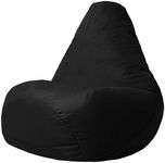 Bean Bag Bazaar High Back Recliner Chair, Black, 87cm x 65cm, Large Living Room Gaming Bean Bags, Water Resistant Outdoor Lounger Beanbag