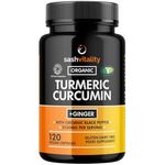 Sash Vitality Organic 2130mg Turmeric Curcumin with Black Pepper & Ginger | 120 Vegan Turmeric Capsules High Strength | Supports Joints | Immune System Support | Soil Association Certified Organic UK