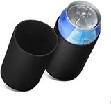 kwmobile Set of 2 Neoprene Can Coolers Compatible with 330ml / 355ml Can - Keep Beer Soda Soft Drinks Cool - Black