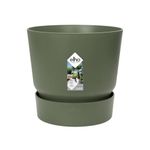 elho Greenville Round 25 - Plant Pot for Indoor & Outdoor - 100% Recycled Plastic - Ø 24.5 x H 23.3 cm - Green/Leaf Green