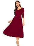 ILLI LONDON Women's A-LINE MIDI & Maxi Dress (Large, Maroon)