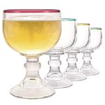 Chefcaptain 4 Color Margaritas Schooner Glass Four- 21.5 Oz Extra Large Goblet Crystal Style ZERO LEAD Colored RIM Shrimp Cocktail, Coronaritas, Margaritas, Beer Glasses PACK OF 4(Classic)